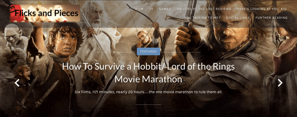 The new Flicks and Pieces top menu.