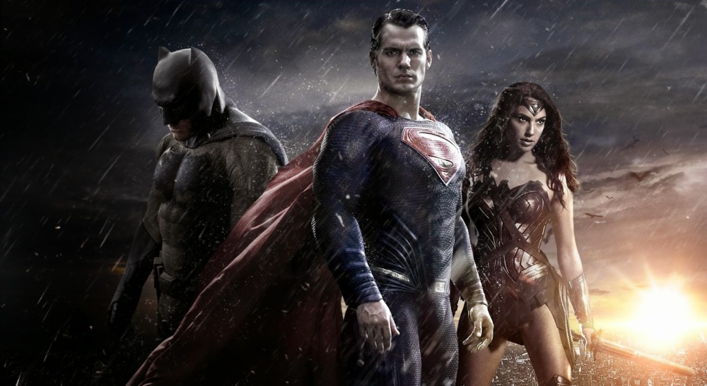 Ben Affleck as Batman, Henry Cavill as Superman and Gal Gadot as Wonder Woman.